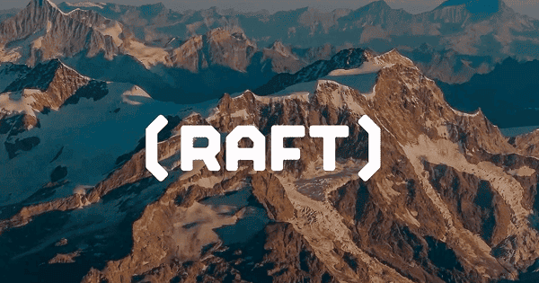Snow-capped mountain peaks under a blue sky with the word "CRAFT" in bold white letters in the center.